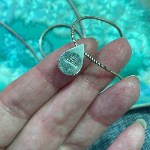 Sterling Silver Necklace and Opal Teardrop Pendant - Picture 6 of 17